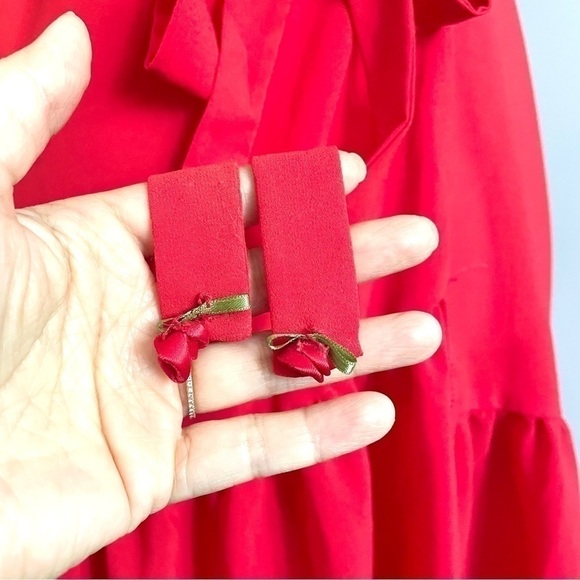 For Love & Lemons Red Mesh Shoulders Rosettes Wrap Mini Dress - XS/S, HTF style - Picture 6 of 14